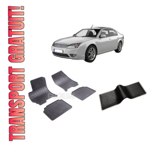 Set 5 covorase FORD MONDEO III din 2001-08.2007, cu covoras tunel median, CAROSERIE HATCHBACK, Presuri cauciuc 100%, compatibil cu autoturismul FORD MONDEO III, Rigum