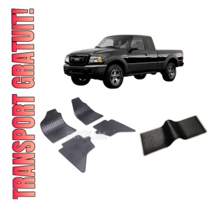 Set 5 covorase FORD RANGER din 2007-2011, cu covoras tunel median, CAROSERIE PICK-UP, Presuri cauciuc 100%, compatibil cu autoturismul FORD RANGER, Rigum