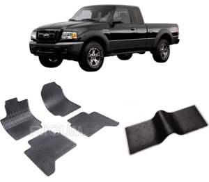 Set 5 covorase FORD RANGER din 2012-11.2015, cu covoras tunel median, CAROSERIE PICK-UP, Presuri cauciuc 100%, compatibil cu autoturismul FORD RANGER, Rigum - Img 2