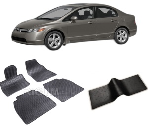 Set 5 covorase HONDA CIVIC VIII din 2006-2012, cu covoras tunel median, CAROSERIE HATCHBACK, Presuri cauciuc 100%, compatibil cu autoturismul HONDA CIVIC VIII, Rigum - Img 2