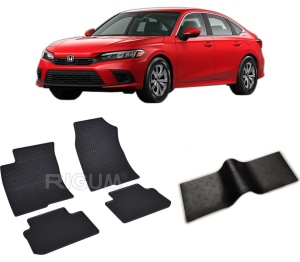 Set 5 covorase HONDA CIVIC XI din 11.2022-PREZENT, cu covoras tunel median, CAROSERIE SEDAN, Presuri cauciuc 100%, compatibil cu autoturismul HONDA CIVIC XI, Rigum - Img 2