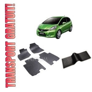 Set 5 covorase HONDA JAZZ II din 11.2008-08.2015, cu covoras tunel median, CAROSERIE HATCHBACK, Presuri cauciuc 100%, compatibil cu autoturismul HONDA JAZZ II, Rigum