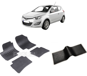 Set 5 covorase HYUNDAI I20 I din 01.2009-11.2014, cu covoras tunel median, CAROSERIE HATCHBACK, Presuri cauciuc 100%, compatibil cu autoturismul HYUNDAI I20 I, Rigum - Img 2