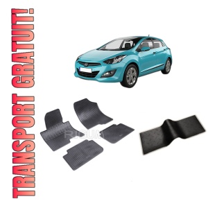 Set 5 covorase HYUNDAI I30 II din 02.2012-01.2017, cu covoras tunel median, CAROSERIE HATCHBACK, Presuri cauciuc 100%, compatibil cu autoturismul HYUNDAI I30 II, Rigum