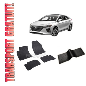 Set 5 covorase HYUNDAI IONIQ ELEKTRO din 10.2016-PREZENT, cu covoras tunel median, CAROSERIE HATCHBACK, Presuri cauciuc 100%, compatibil cu autoturismul HYUNDAI IONIQ ELEKTRO, Rigum