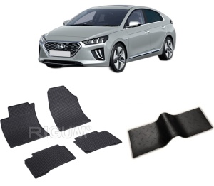 Set 5 covorase HYUNDAI IONIQ HYBRID din 10.2016-PREZENT, cu covoras tunel median, CAROSERIE HATCHBACK HYBRID, Presuri cauciuc 100%, compatibil cu autoturismul HYUNDAI IONIQ HYBRID, Rigum - Img 2
