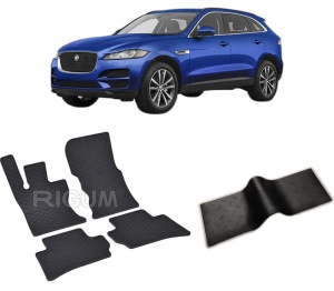 Set 5 covorase JAGUAR F-PACE din 04.2016-2020, cu covoras tunel median, CAROSERIE SUV, Presuri cauciuc 100%, compatibil cu autoturismul JAGUAR F-PACE, Rigum - Img 2