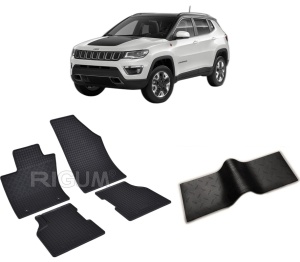 Set 5 covorase JEEP COMPASS II din 08.2017-PREZENT, cu covoras tunel median, CAROSERIE SUV INCLUSIV FACELIFT, Presuri cauciuc 100%, compatibil cu autoturismul JEEP COMPASS II, Rigum - Img 2