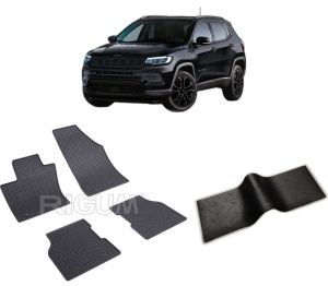 Set 5 covorase JEEP COMPASS MHEV din 2021-PREZENT, cu covoras tunel median, CAROSERIE SUV, Presuri cauciuc 100%, compatibil cu autoturismul JEEP COMPASS MHEV, Rigum - Img 2