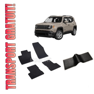 Set 5 covorase JEEP RENEGADE din 09.2014-06.2018, cu covoras tunel median, CAROSERIE SUV, Presuri cauciuc 100%, compatibil cu autoturismul JEEP RENEGADE, Rigum