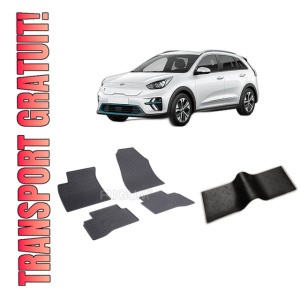 Set 5 covorase KIA NIRO din 08.2016-05.2022, cu covoras tunel median, CAROSERIE SUV, Presuri cauciuc 100%, compatibil cu autoturismul KIA NIRO, Rigum