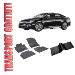 Set 5 covorase KIA OPTIMA IV din 11.2015-12.2020, cu covoras tunel median, CAROSERIE SEDAN, Presuri cauciuc 100%, compatibil cu autoturismul KIA OPTIMA IV, Rigum