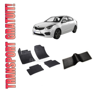 Set 5 covorase KIA RIO IV din 02.2017-PREZENT, cu covoras tunel median, CAROSERIE HATCHBACK INCLUSIV FACELIFT, Presuri cauciuc 100%, compatibil cu autoturismul KIA RIO IV, Rigum