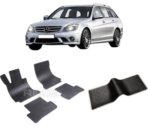 Set 5 covorase MERCEDES C-CLASS W204 din 12.2007-09.2014, cu covoras tunel median, CAROSERIE COMBI, Presuri cauciuc 100%, compatibil cu autoturismul MERCEDES C-CLASS W204, Rigum - Img 2
