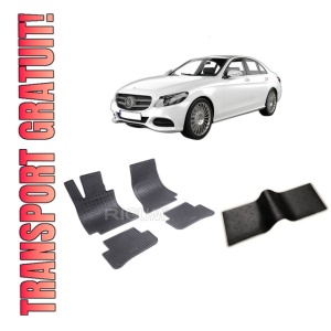Set 5 covorase MERCEDES C-CLASS W205 din 03.2014-11.2020, cu covoras tunel median, CAROSERIE SEDAN, Presuri cauciuc 100%, compatibil cu autoturismul MERCEDES C-CLASS W205, Rigum