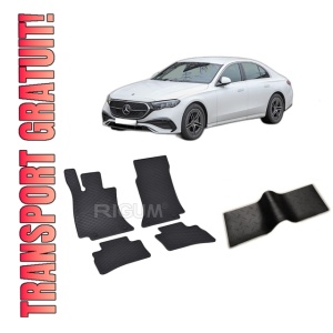 Set 5 covorase MERCEDES E-CLASS W214 din 05.2023-PREZENT, cu covoras tunel median, CAROSERIE SEDAN, Presuri cauciuc 100%, compatibil cu autoturismul MERCEDES E-CLASS W214, Rigum