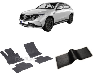 Set 5 covorase MERCEDES EQC din 05.2019-PREZENT, cu covoras tunel median, CAROSERIE SUV, Presuri cauciuc 100%, compatibil cu autoturismul MERCEDES EQC, Rigum - Img 2