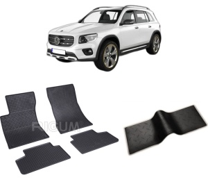 Set 5 covorase MERCEDES GLB X247 din 11.2019-PREZENT, cu covoras tunel median, CAROSERIE SUV, Presuri cauciuc 100%, compatibil cu autoturismul MERCEDES GLB X247, Rigum - Img 2