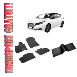 Set 5 covorase NISSAN LEAF II din 01.2018-PREZENT, cu covoras tunel median, CAROSERIE HATCHBACK, Presuri cauciuc 100%, compatibil cu autoturismul NISSAN LEAF II, Rigum