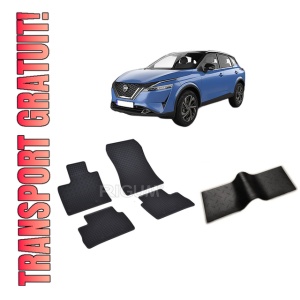 Set 5 covorase NISSAN QASHQAI III din 06.2021-PREZENT, cu covoras tunel median, CAROSERIE SUV, Presuri cauciuc 100%, compatibil cu autoturismul NISSAN QASHQAI III, Rigum