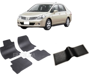 Set 5 covorase NISSAN TIIDA din 2007-12.2011, cu covoras tunel median, CAROSERIE SEDAN, Presuri cauciuc 100%, compatibil cu autoturismul NISSAN TIIDA, Rigum - Img 2