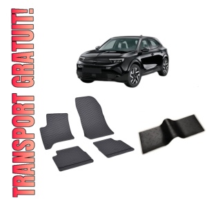 Set 5 covorase OPEL MOKKA B HYBRID (MHEV) din 2024-PREZENT, cu covoras tunel median, CAROSERIE SUV, Presuri cauciuc 100%, compatibil cu autoturismul OPEL MOKKA B HYBRID (MHEV), Rigum