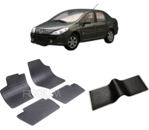 Set 5 covorase PEUGEOT 307 din 2001-2008, cu covoras tunel median, CAROSERIE SEDAN, Presuri cauciuc 100%, compatibil cu autoturismul PEUGEOT 307, Rigum - Img 2
