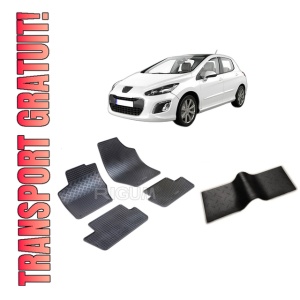Set 5 covorase PEUGEOT 308 I din 05.2007-07.2013, cu covoras tunel median, CAROSERIE HATCHBACK, Presuri cauciuc 100%, compatibil cu autoturismul PEUGEOT 308 I, Rigum