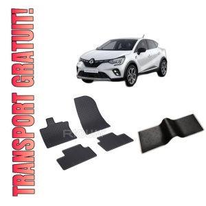 Set 5 covorase RENAULT CAPTUR II E-TECH FULL HYBRID din 08.2022-PREZENT, cu covoras tunel median, CAROSERIE SUV, Presuri cauciuc 100%, compatibil cu autoturismul RENAULT CAPTUR II E-TECH FULL HYBRID, Rigum