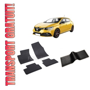 Set 5 covorase RENAULT MEGANE IV din 01.2016-PREZENT, cu covoras tunel median, CAROSERIE HATCHBACK, Presuri cauciuc 100%, compatibil cu autoturismul RENAULT MEGANE IV, Rigum