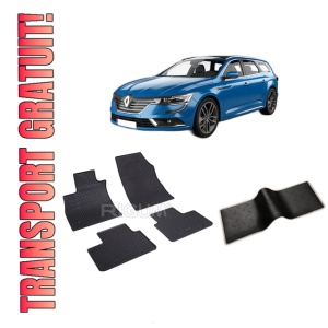 Set 5 covorase RENAULT TALISMAN din 05.2016-12.2022, cu covoras tunel median, CAROSERIE COMBI, Presuri cauciuc 100%, compatibil cu autoturismul RENAULT TALISMAN, Rigum