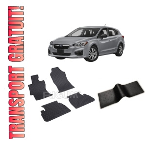 Set 5 covorase SUBARU IMPREZA V din 2017-2023, cu covoras tunel median, CAROSERIE HATCHBACK, Presuri cauciuc 100%, compatibil cu autoturismul SUBARU IMPREZA V, Rigum