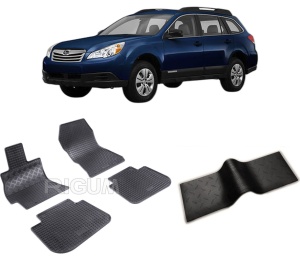 Set 5 covorase SUBARU OUTBACK IV din 2009-2014, cu covoras tunel median, CAROSERIE COMBI, Presuri cauciuc 100%, compatibil cu autoturismul SUBARU OUTBACK IV, Rigum - Img 2