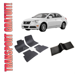 Set 5 covorase SUZUKI KIZASHI din 08.2010-07.2015, cu covoras tunel median, CAROSERIE SEDAN, Presuri cauciuc 100%, compatibil cu autoturismul SUZUKI KIZASHI, Rigum