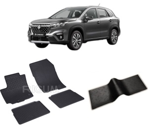 Set 5 covorase SUZUKI S-CROSS HYBRID din 11.2021-PREZENT, cu covoras tunel median, CAROSERIE SUV, Presuri cauciuc 100%, compatibil cu autoturismul SUZUKI S-CROSS HYBRID, Rigum - Img 2