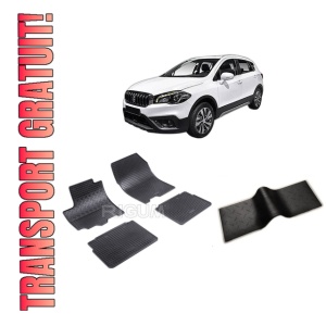 Set 5 covorase SUZUKI SX4 S-CROSS din 09.2013-2019, cu covoras tunel median, CAROSERIE SUV, Presuri cauciuc 100%, compatibil cu autoturismul SUZUKI SX4 S-CROSS, Rigum