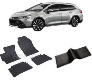 Set 5 covorase TOYOTA COROLLA XII HYBRID din 03.2019-PREZENT, cu covoras tunel median, CAROSERIE COMBI, Presuri cauciuc 100%, compatibil cu autoturismul TOYOTA COROLLA XII HYBRID, Rigum - Img 2