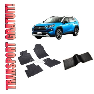 Set 5 covorase TOYOTA RAV4 V din 01.2019-PREZENT, cu covoras tunel median, CAROSERIE SUV, Presuri cauciuc 100%, compatibil cu autoturismul TOYOTA RAV4 V, Rigum