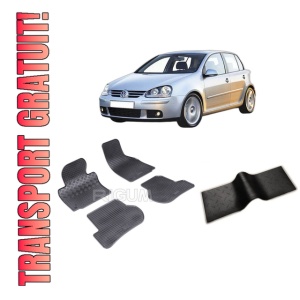 Set 5 covorase VOLKSWAGEN GOLF 5 din 10.2003-2008, cu covoras tunel median, CAROSERIE HATCHBACK, Presuri cauciuc 100%, compatibil cu autoturismul VOLKSWAGEN GOLF 5, Rigum