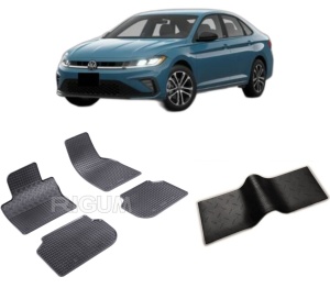 Set 5 covorase VOLKSWAGEN JETTA VII FACELIFT din 2022-PREZENT, cu covoras tunel median, CAROSERIE SEDAN, Presuri cauciuc 100%, compatibil cu autoturismul VOLKSWAGEN JETTA VII FACELIFT, Rigum - Img 2