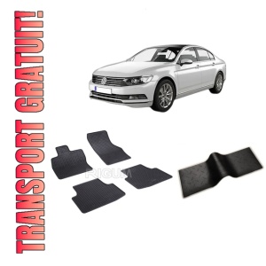 Set 5 covorase VOLKSWAGEN PASSAT B8 din 12.2014-12.2021, cu covoras tunel median, CAROSERIE SEDAN, Presuri cauciuc 100%, compatibil cu autoturismul VOLKSWAGEN PASSAT B8, Rigum