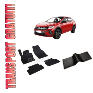 Set 5 covorase VOLKSWAGEN TAIGO din 09.2021-PREZENT, cu covoras tunel median, CAROSERIE SUV, Presuri cauciuc 100%, compatibil cu autoturismul VOLKSWAGEN TAIGO, Rigum