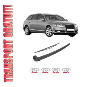Set brat stergator spate cu lamela pentru AUDI A6 C6 Avant (4F5) din 2004-2011, pentru spate, din cauciuc siliconat rezistent, 4 stickere auto AUDI