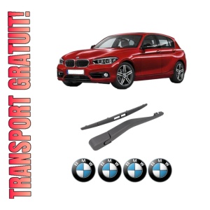 Set brat stergator spate cu lamela pentru BMW Seria 1 (F20) din 2011-2019, pentru spate, din cauciuc siliconat rezistent, 4 stickere auto BMW Seria
