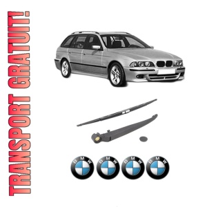 Set brat stergator spate cu lamela pentru BMW Seria 5 Touring (E39) din 1996-2004, pentru spate, din cauciuc siliconat rezistent, 4 stickere auto BMW Seria