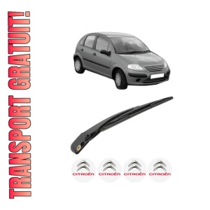 Set brat stergator spate cu lamela pentru CITROEN C3 I (FC_, FN_) din 2002-2010, pentru spate, din cauciuc siliconat rezistent, 4 stickere auto CITROEN