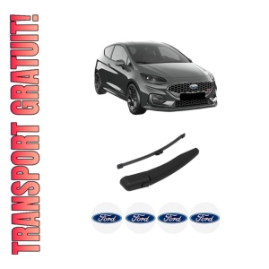 Set brat stergator spate cu lamela pentru FORD FIESTA VII (HJ, HF) din 2017-2021, pentru spate, din cauciuc siliconat rezistent, 4 stickere auto FORD