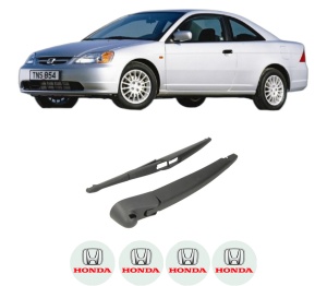 Set brat stergator spate cu lamela pentru HONDA CIVIC VII Coupe (EM2) din 2001-2005, pentru spate, din cauciuc siliconat rezistent, 4 stickere auto HONDA v1923