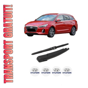 Set brat stergator spate cu lamela pentru HYUNDAI i30 Estate (PDE) din 2017-2020, pentru spate, din cauciuc siliconat rezistent, 4 stickere auto HYUNDAI