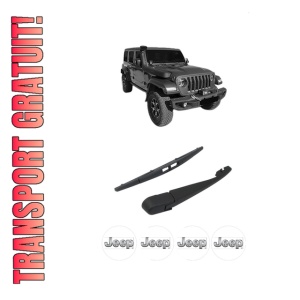 Set brat stergator spate cu lamela pentru JEEP WRANGLER IV (JL) din 2017-2021, pentru spate, din cauciuc siliconat rezistent, 4 stickere auto JEEP